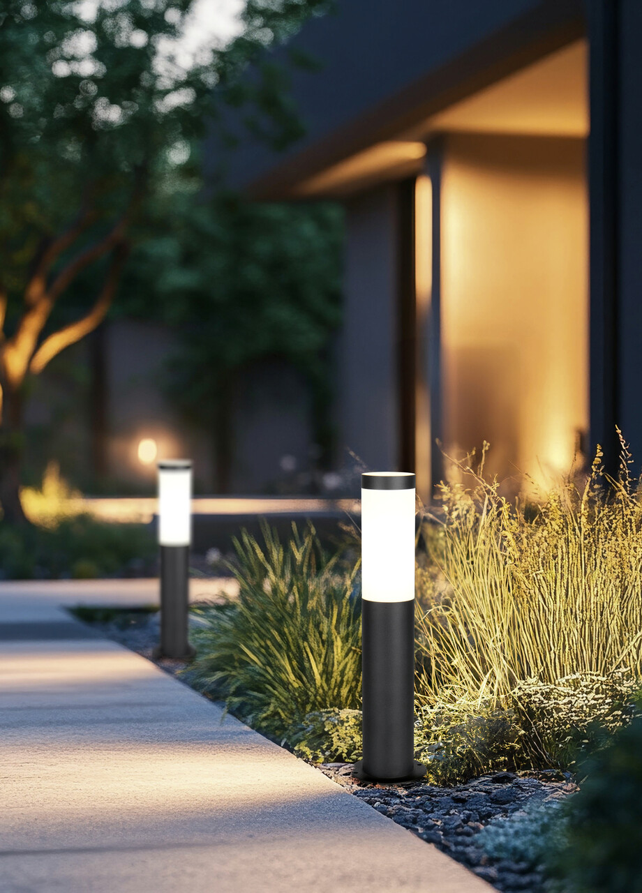 Lampadar de exterior Trioto, TRIO, 11.8x45 cm, 25W, 1x E27, inox, negru mat/alb - imagine 5